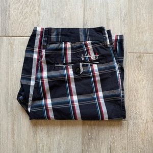 Billabong Red, White & Blue Plaid Flat Front Shorts